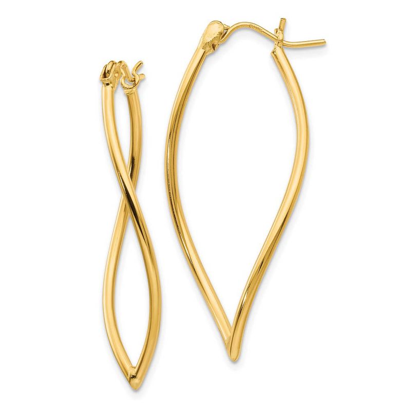 Fancy Hoop Earrings In 14k Yellow Gold, 35mm (1 3/8 Inch)